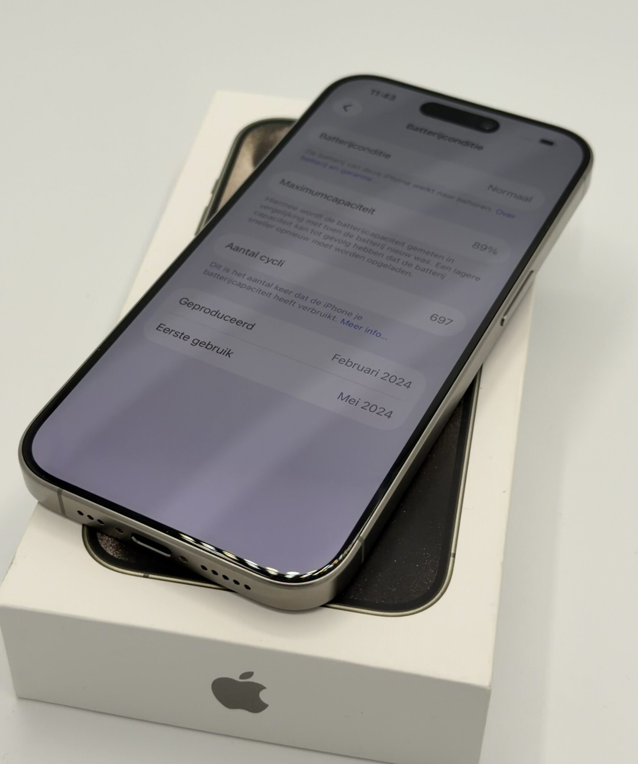 iPhone 15 Pro 128GB Naturel Titan | Krasvrij glas | Batt 89% - Afbeelding 5